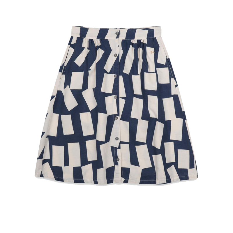 Jupe en lyocell et lin motif rectangles - Bobo Choses