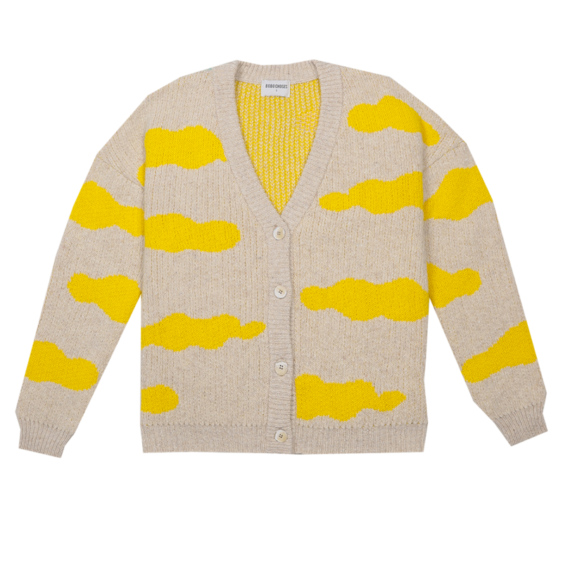 Cardigan maille jacquard motif nuages - Bobo Choses
