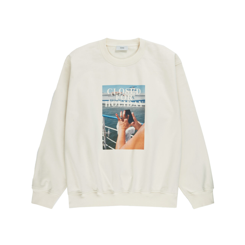 Organic cotton printed crew neck sweatshirt - Closed