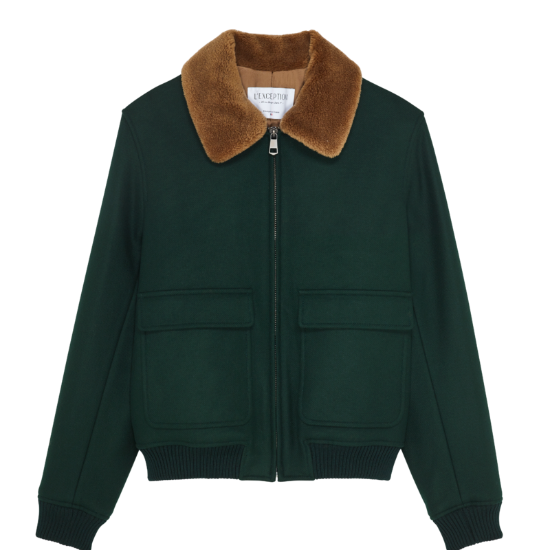 Blouson col mouton en laine vierge fabriqué en France - L'Exception Paris