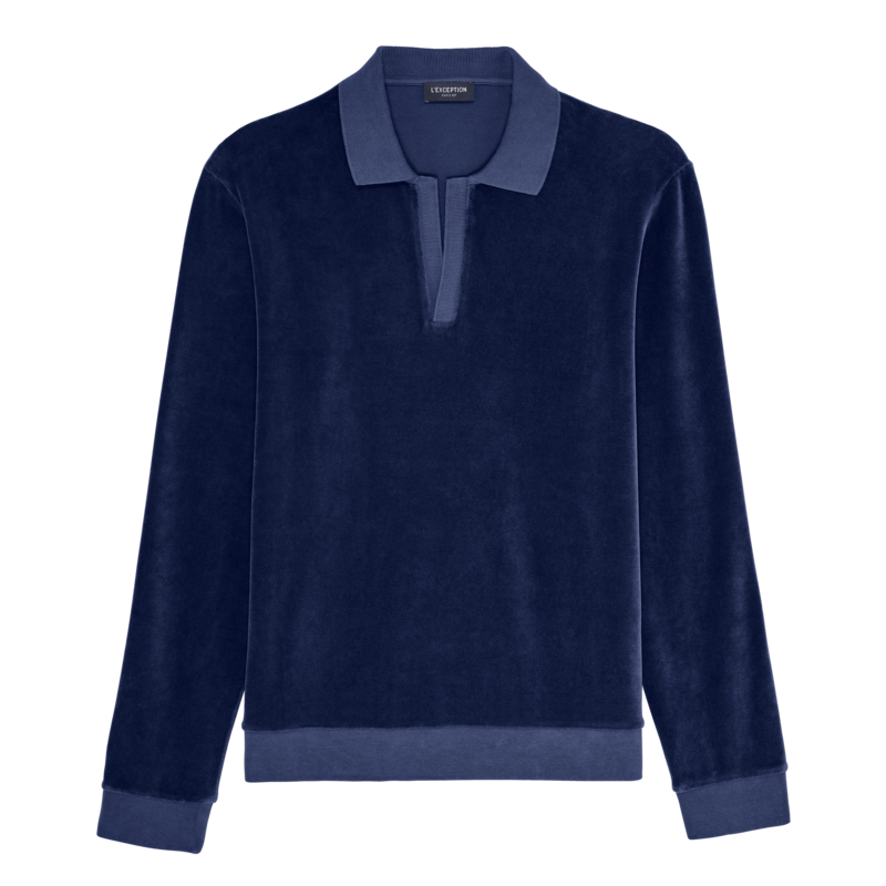 Shaved velvet polo shirt in organic cotton - L'Exception Paris