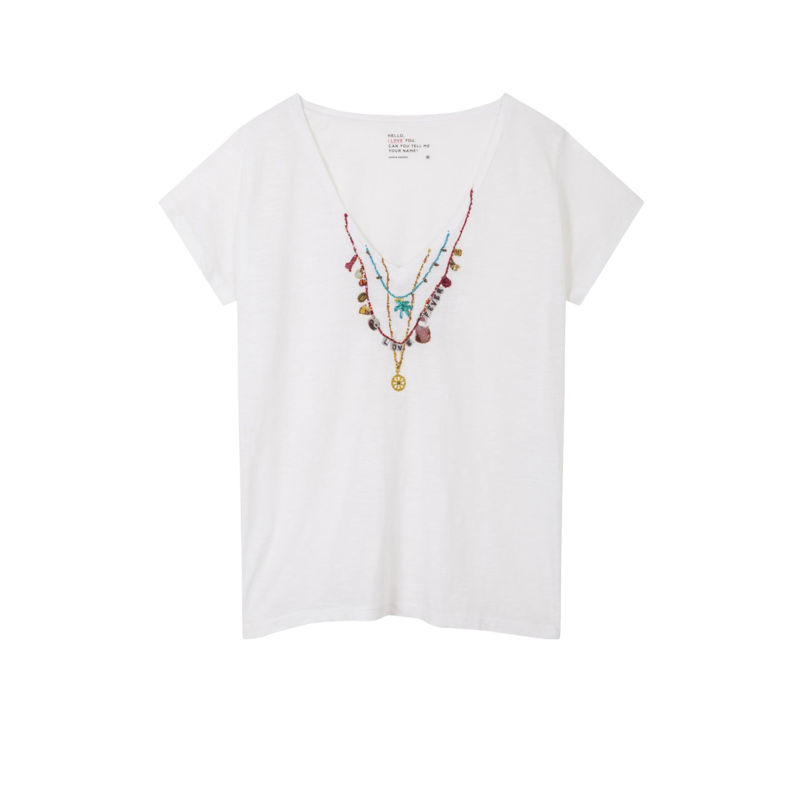 T-shirt en coton bio avec perles brodées Tonton Palm - Leon & Harper