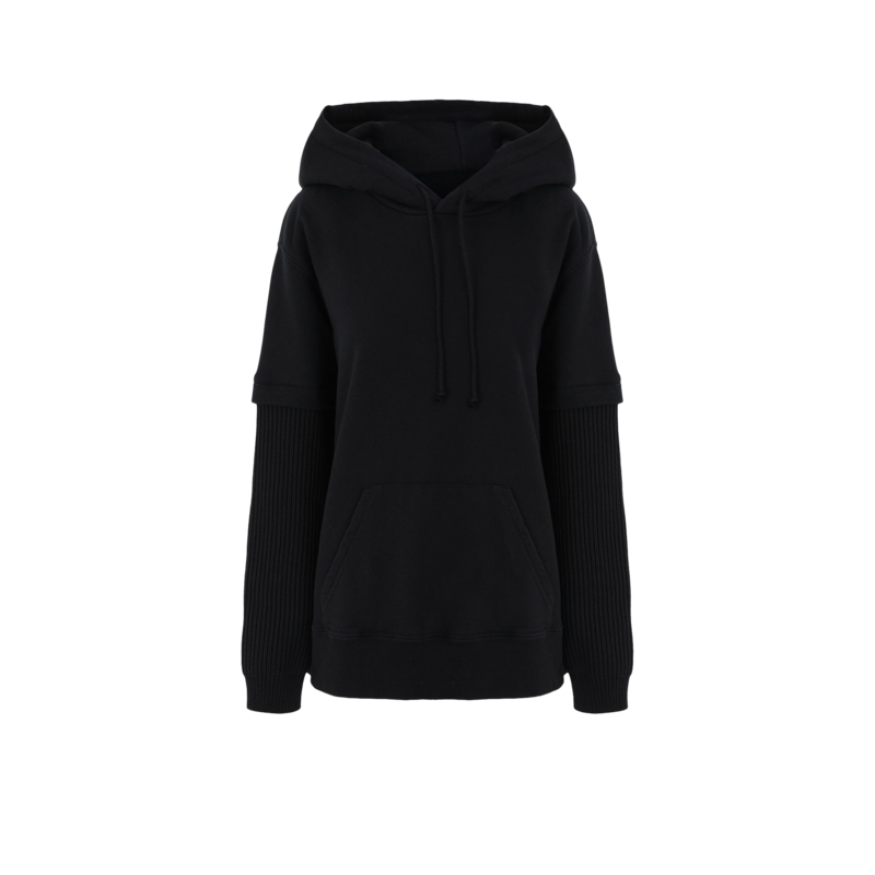 Hoodie en coton avec manches côtelées - MM6 Maison Margiela