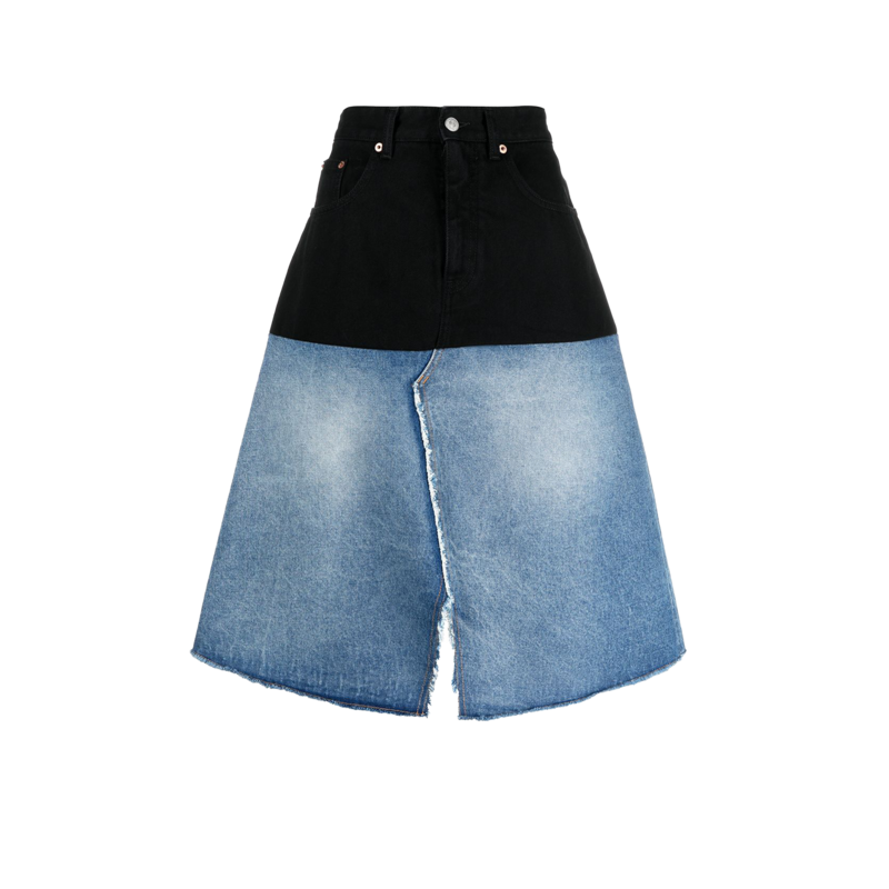 Jupe mi-longue en jean bicolore - MM6 Maison Margiela
