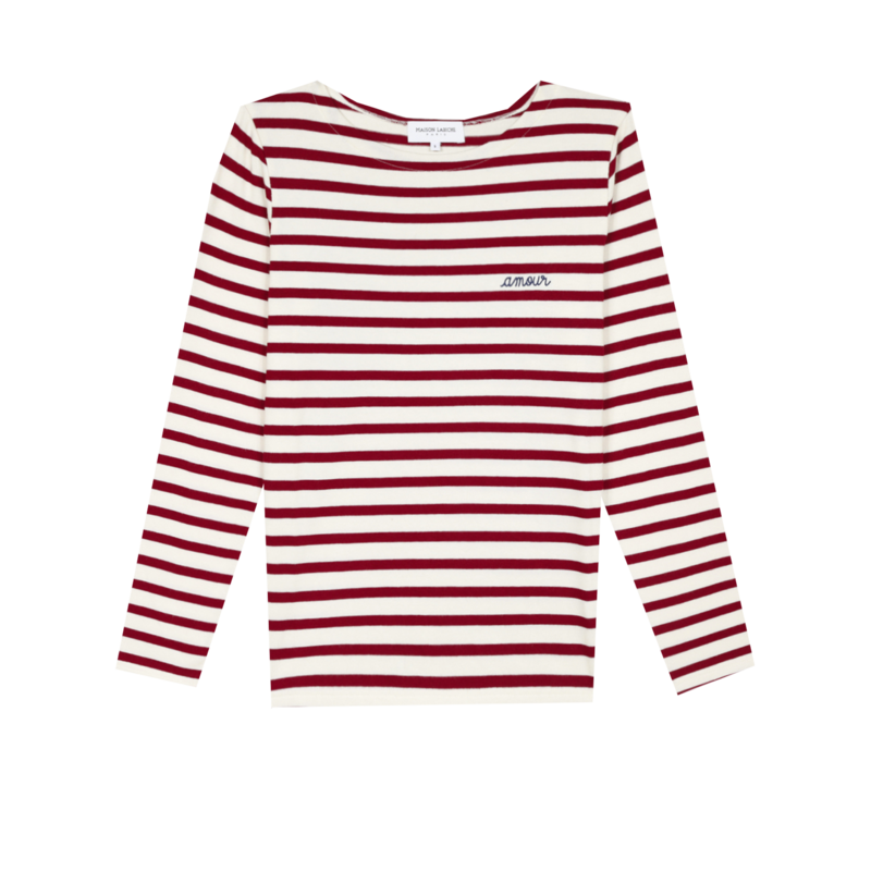 T-shirt manches longues marinière amour - Maison Labiche