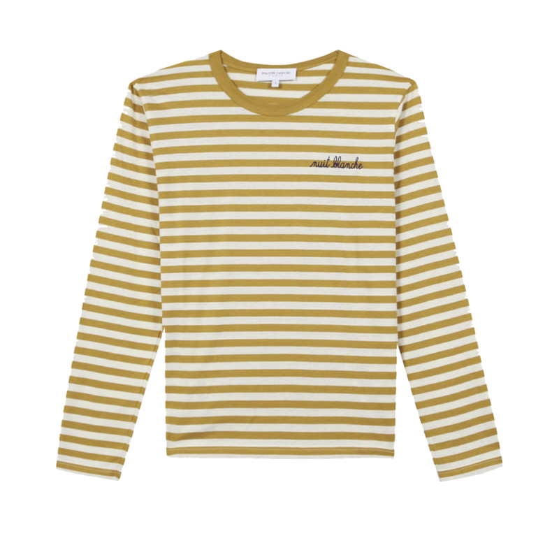 T-shirt manches longues rayé à lettrage - Maison Labiche
