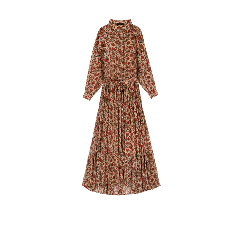 Robe longue chemise imprimé fleuri Glaieul - Mes Demoiselles