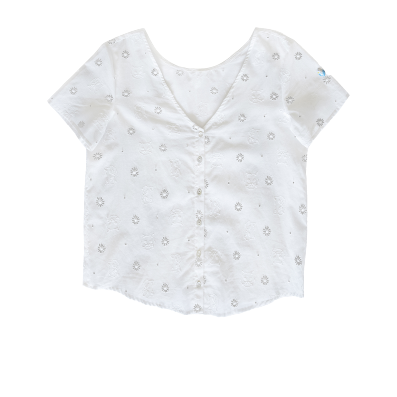 Gatto Bianco embroidered cotton top - Nach