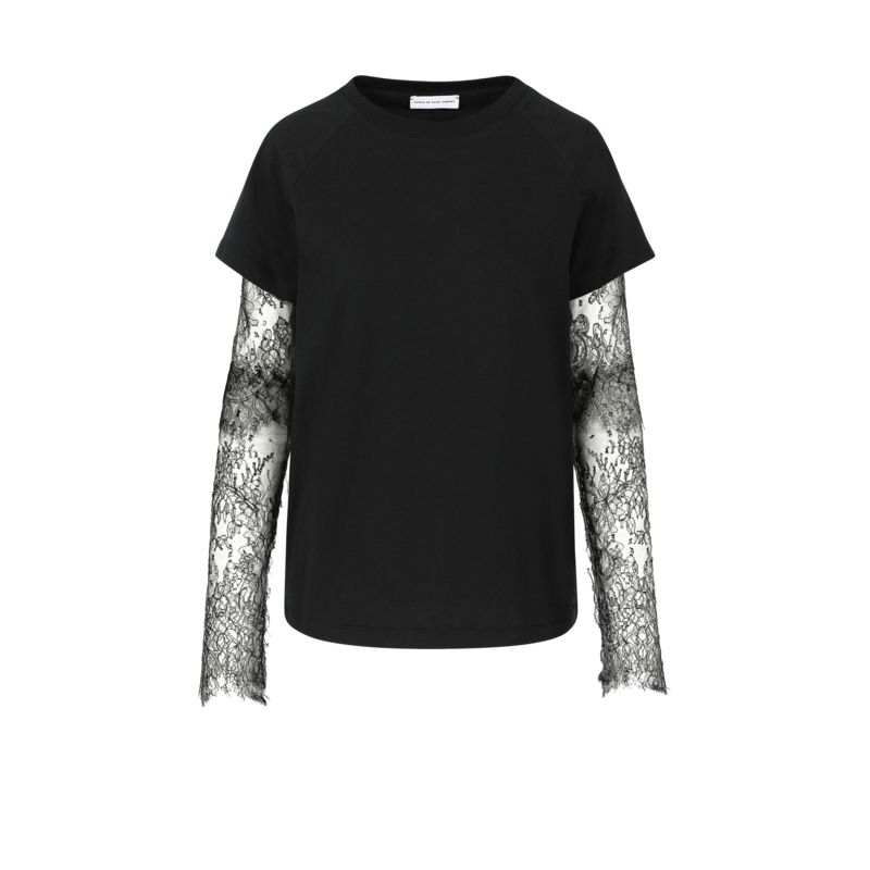 Kurt t-shirt with Calais lace double sleeves - Sarah de Saint Hubert