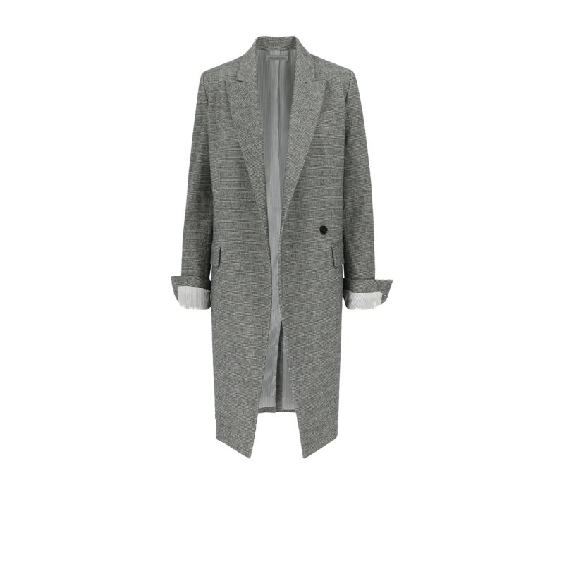 Manteau long motif Prince-de-Galles Cara - Sarah de Saint Hubert