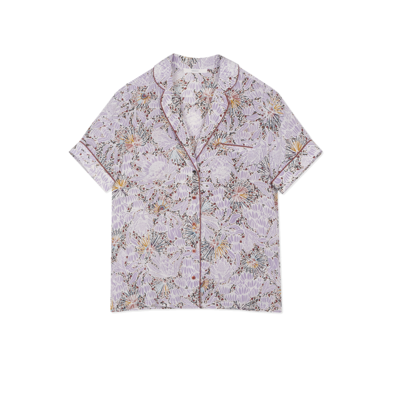 Chemise manches courtes en soie imprimé fleuri Gil - Sessun
