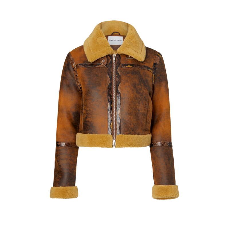 Blouson court effet cuir et simili fourrure Lorelle - Stand Studio