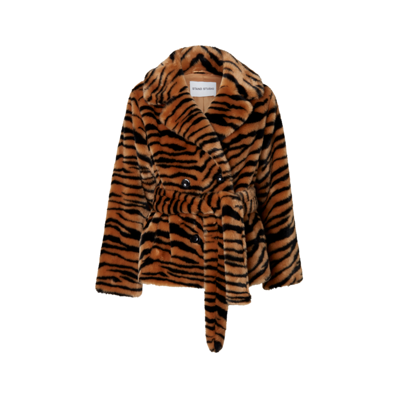 Tiffany faux-fur tiger patern short coat - Stand Studio