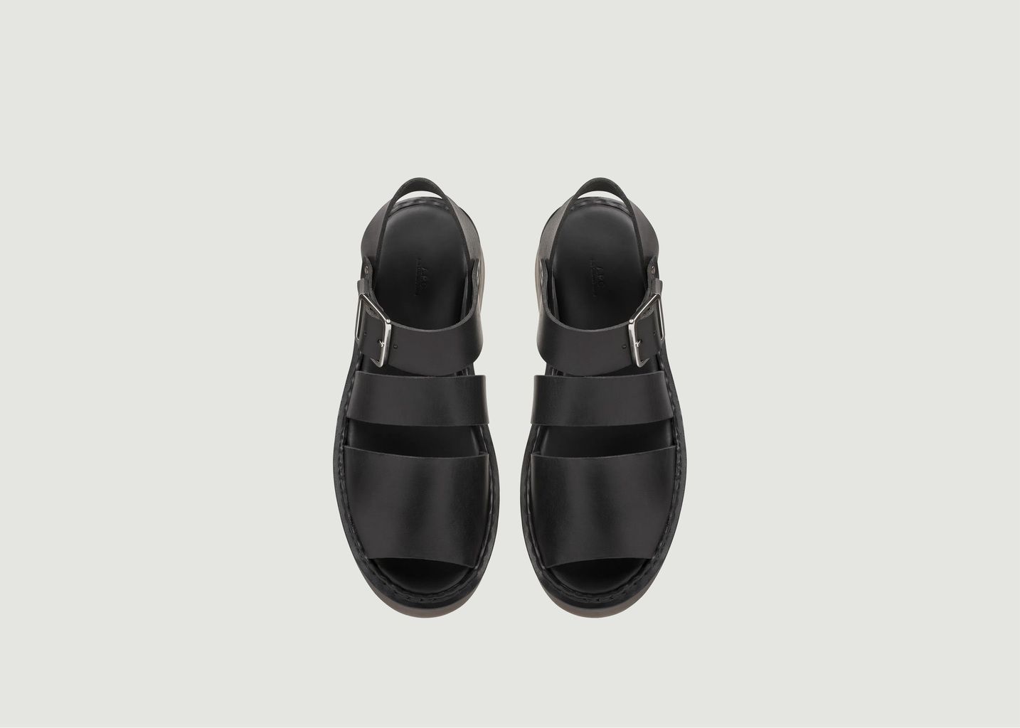 Flat leather sandals with wide front strap Arielle - A.P.C.