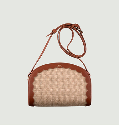 Leather and burlap bag Half moon