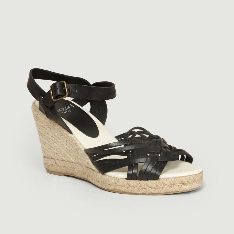 Paola leather and rope wedge sandals 