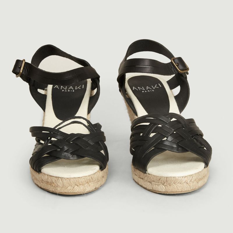 Paola leather and rope wedge sandals 