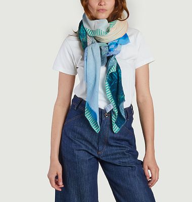 Oahula printed cotton and wool scarf