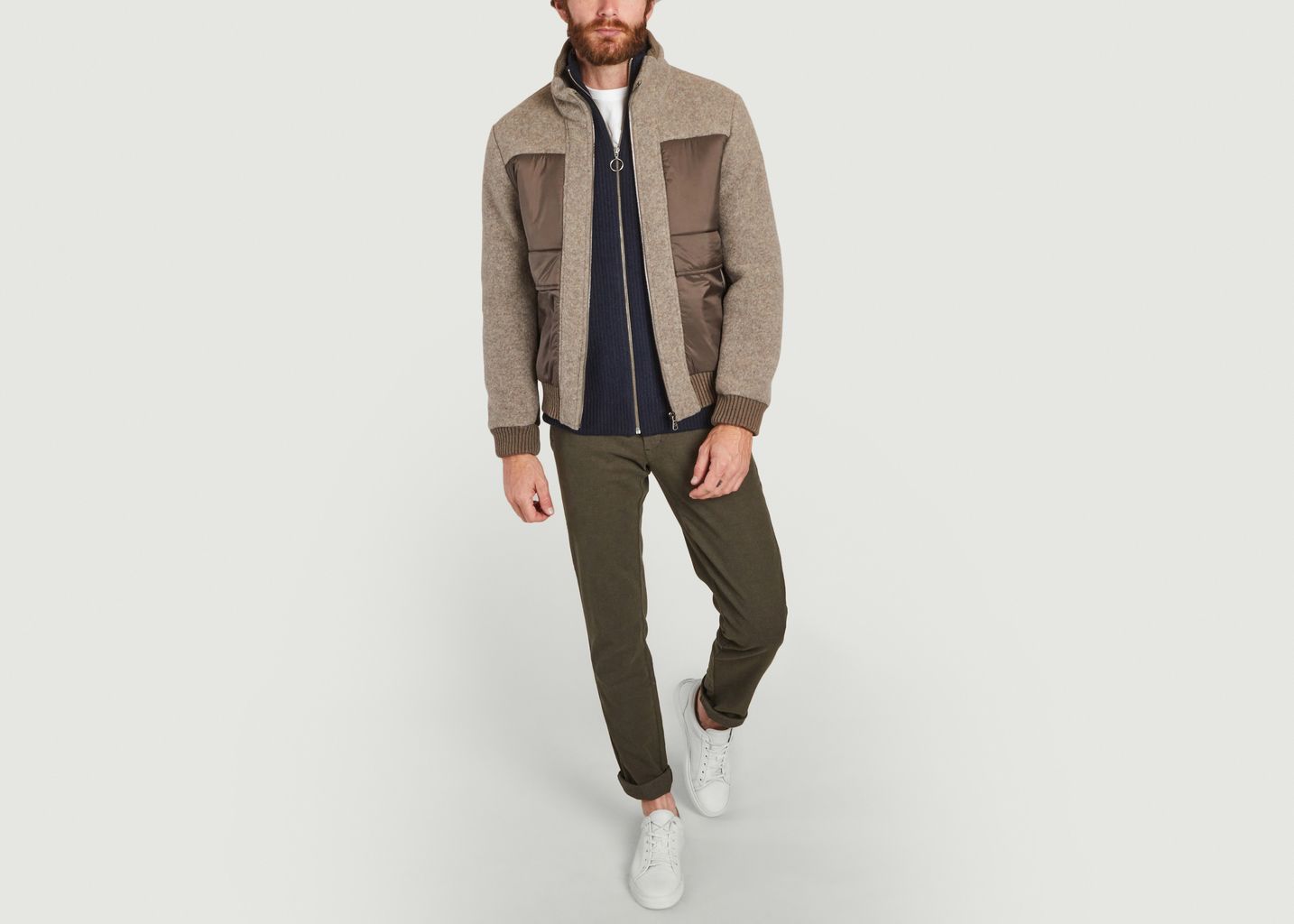 Wool bomber with nylon inserts - Colmar