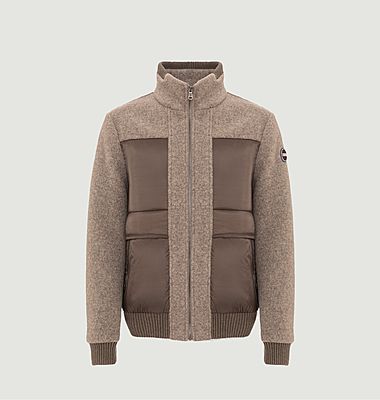 Wool bomber with nylon inserts