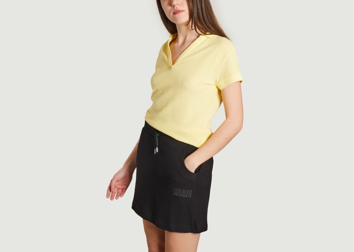 Plain polo shirt in twisted jacquard - Colmar