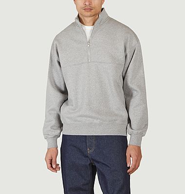 Sweatshirt col zippé en coton bio