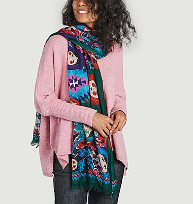 Wool and silk scarf with Matryoshka pattern