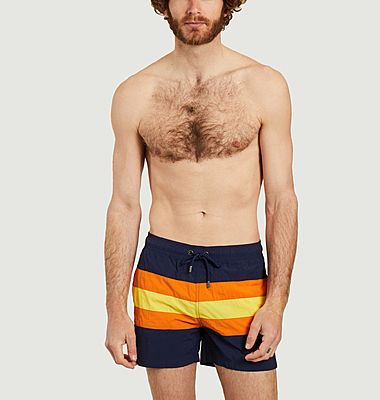 Hazel Macro Tape striped swim shorts