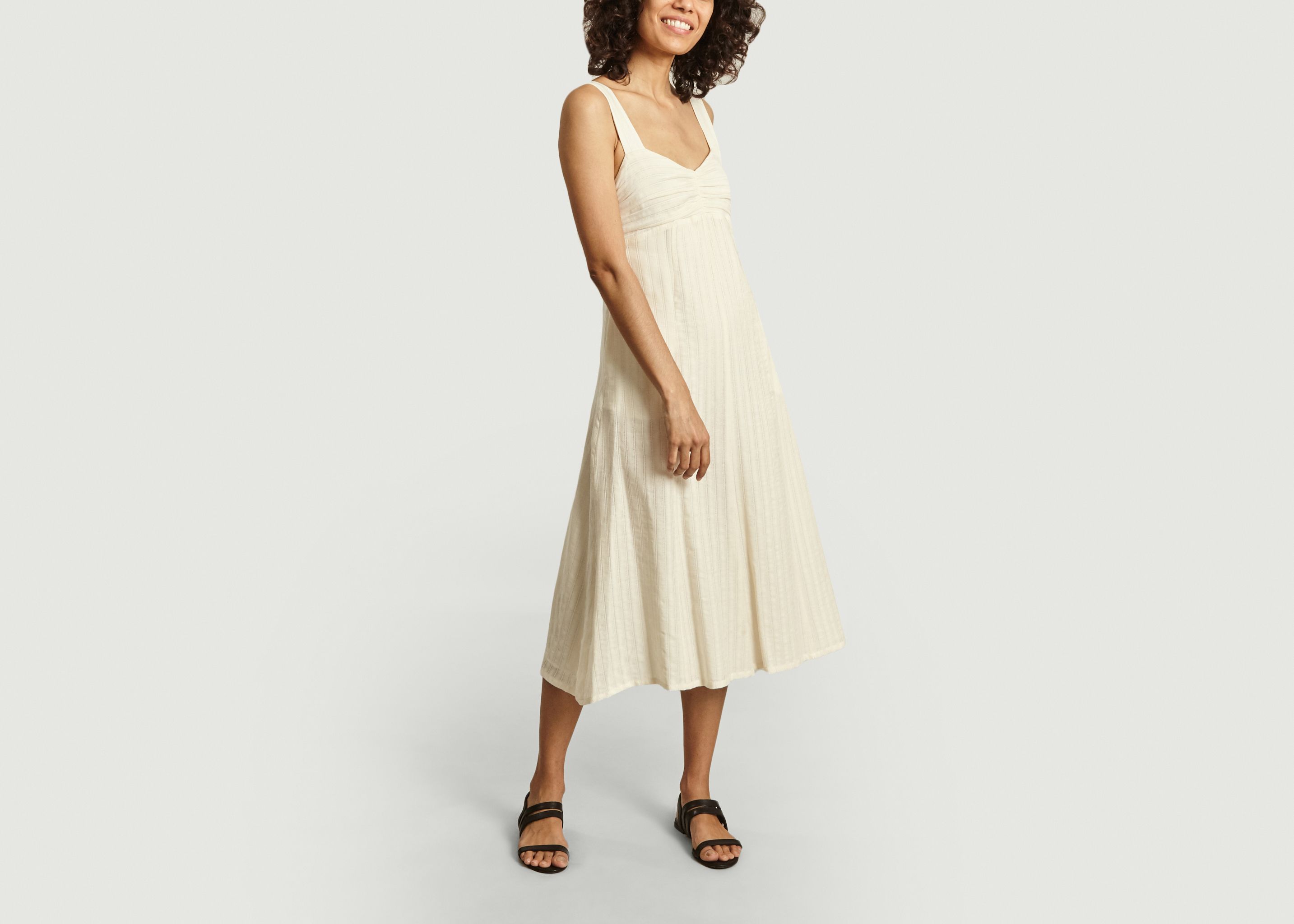 cream mid length dress