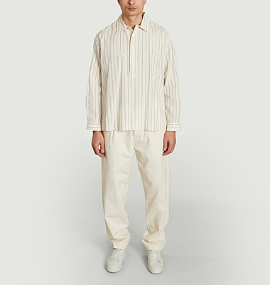 Chemise-tunique large rayée en coton et lin