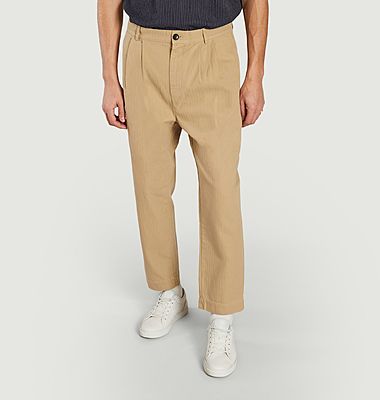 Pantalon à double plis en coton