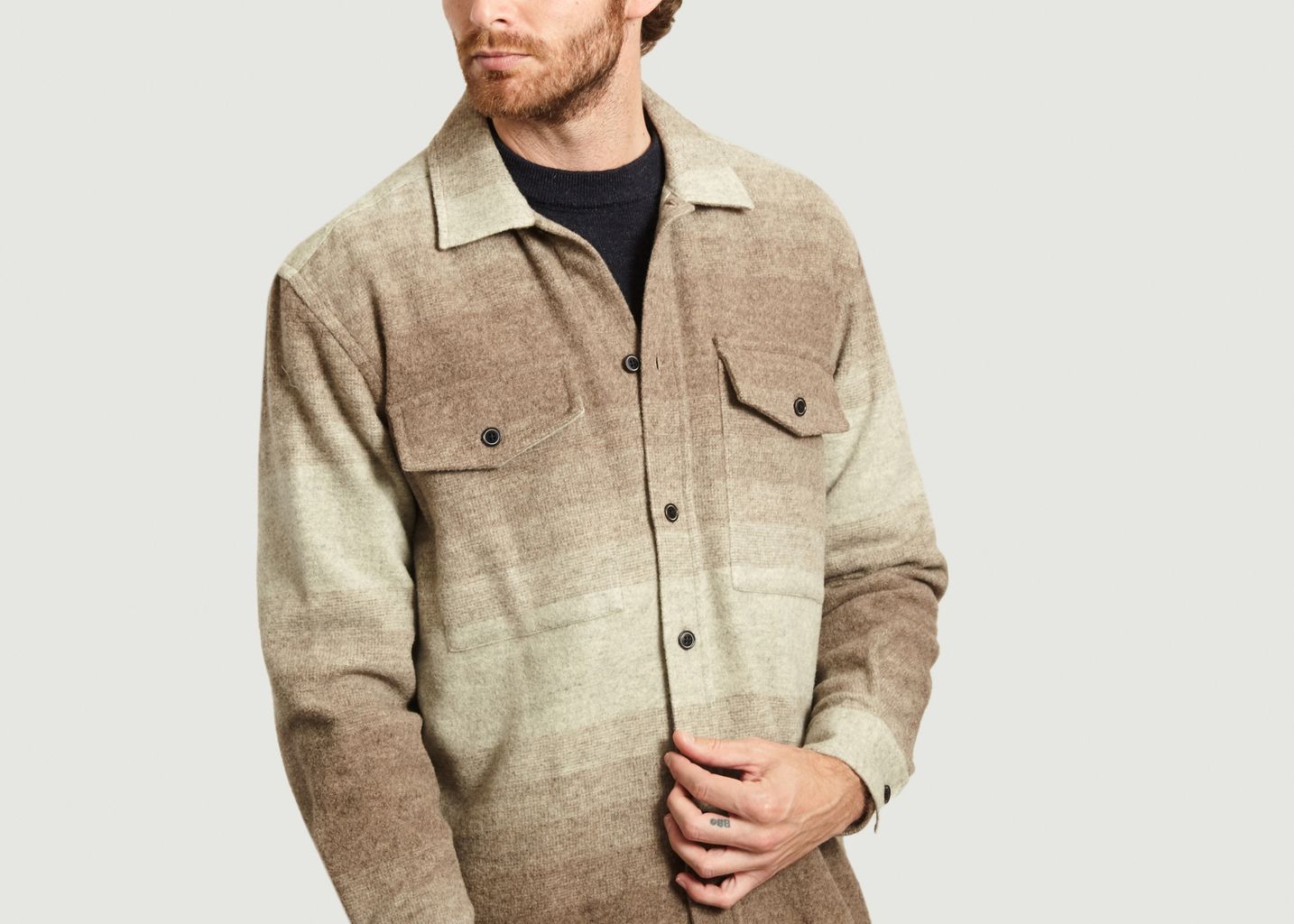 Army striped wool overshirt - Outland