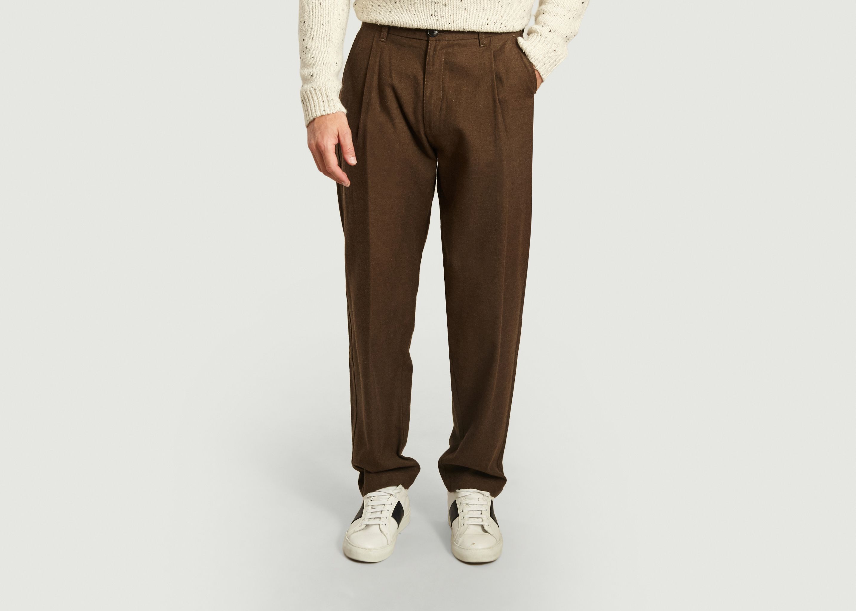 Pantalon à pinces en laine et coton - Outland