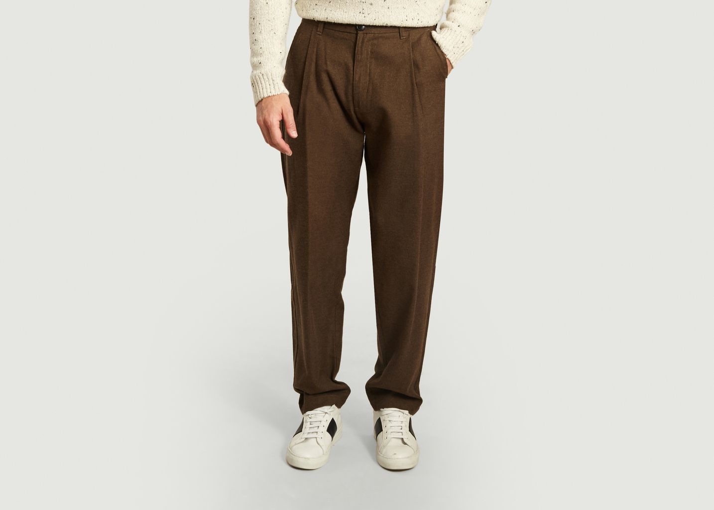 Pantalon à pinces en laine et coton - Outland