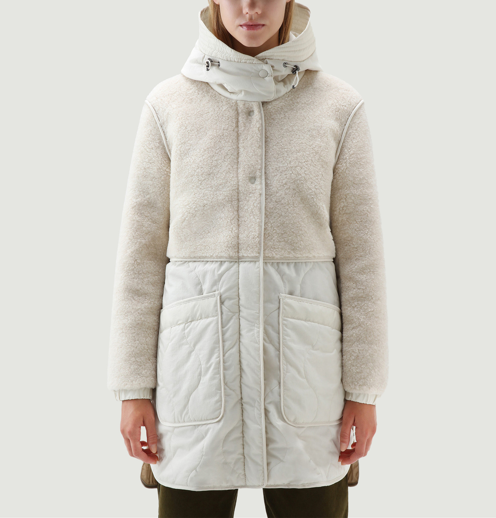 Parka bi-matière à capuche Alba Crème Woolrich | L'Exception