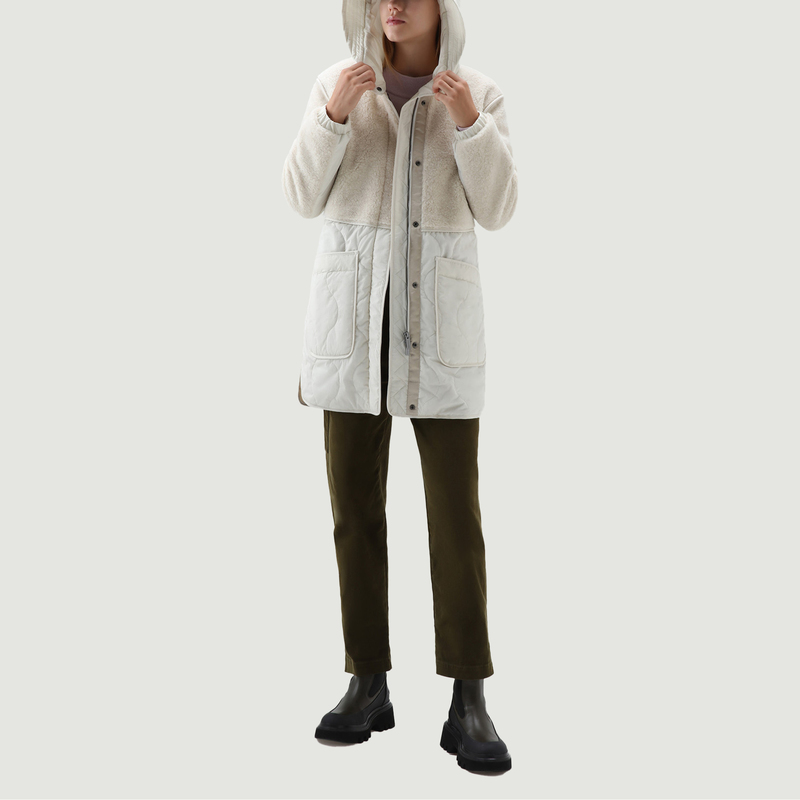 Parka bi-matière à capuche Alba Crème Woolrich | L'Exception