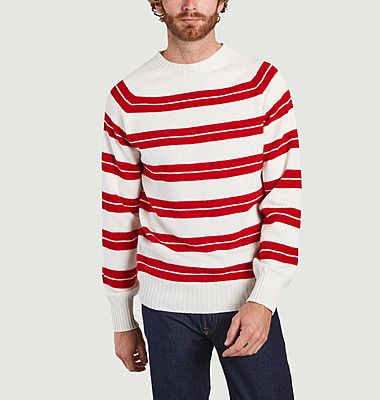 Suedehead striped lambswool sweater