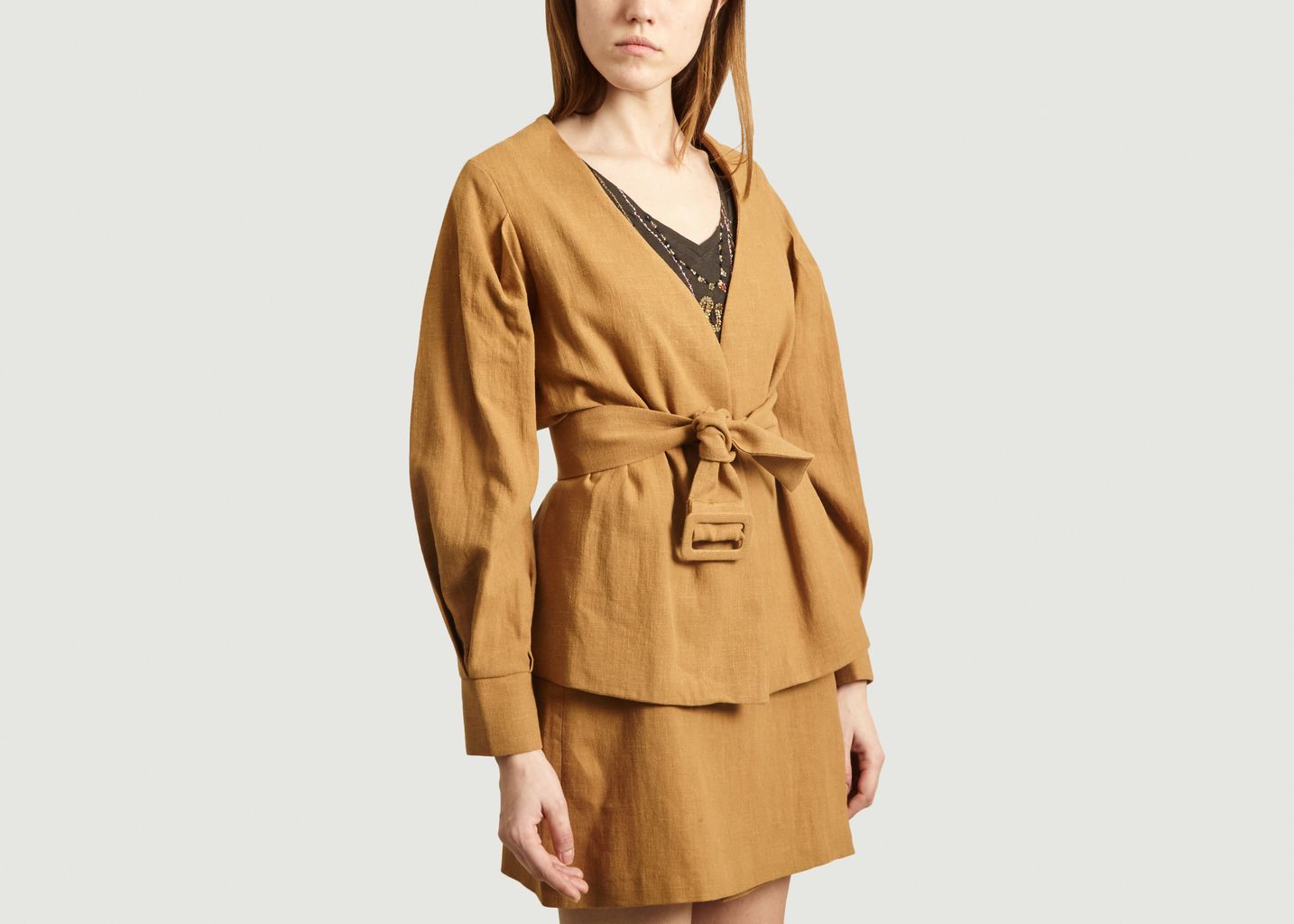 Barbara cotton and linen tailored jacket - Admise Paris
