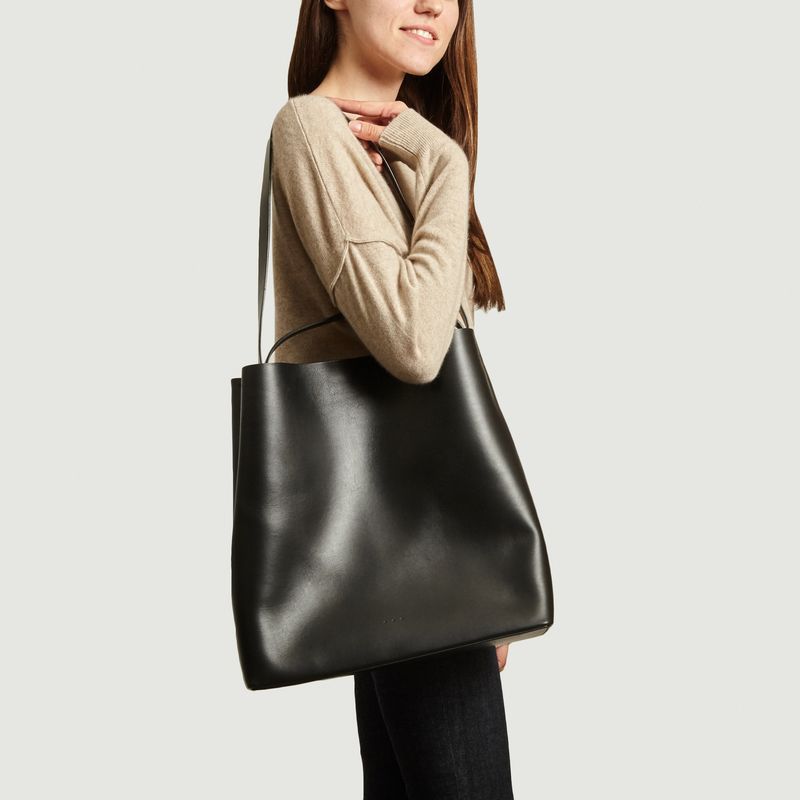 Double wear leather tote bag Black Aesther Ekme