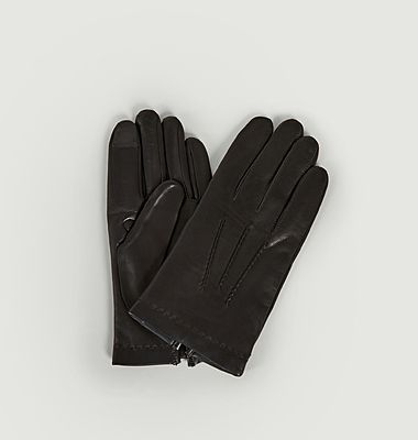 Silk lined leather tactile gloves Loïc
