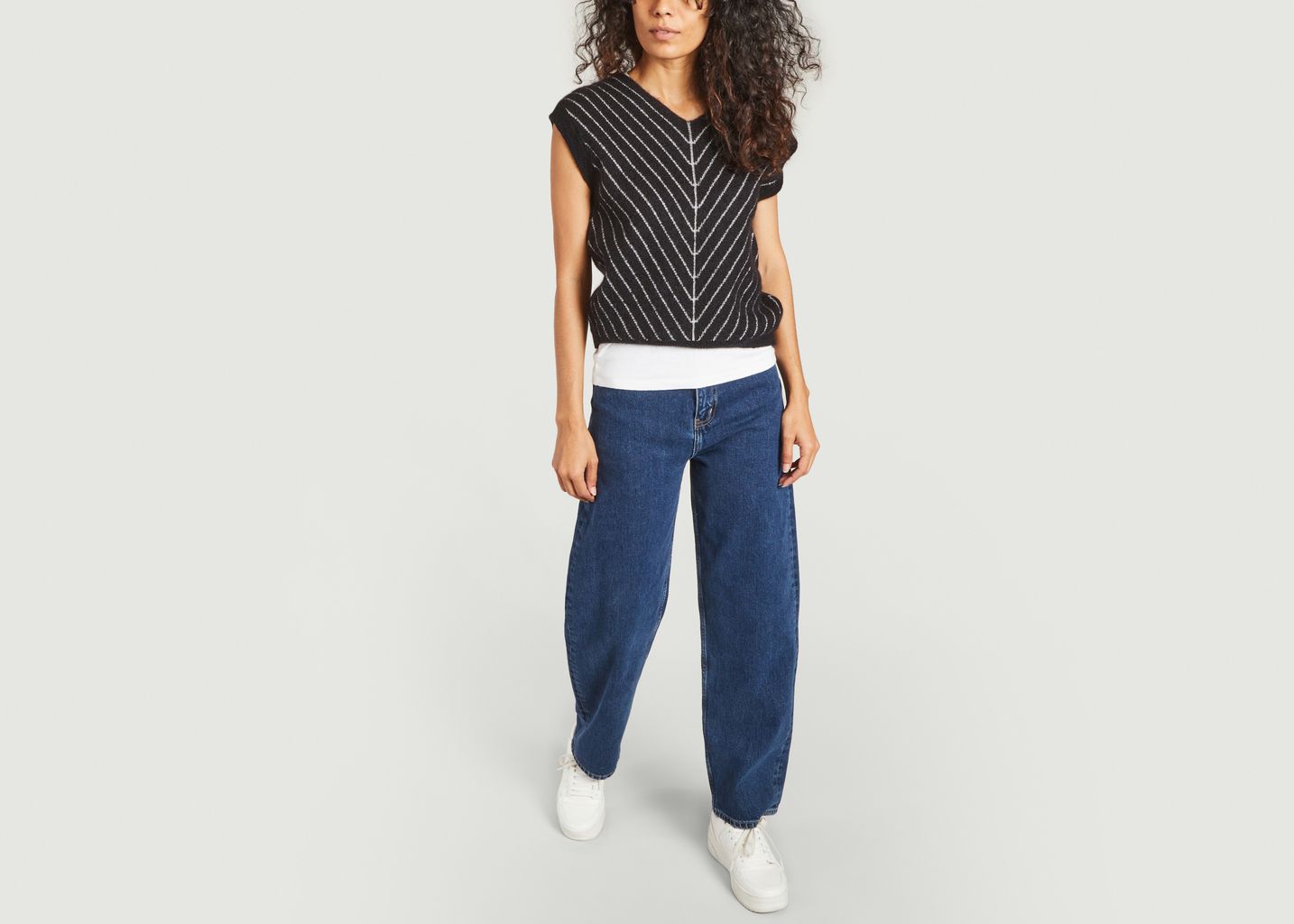 Pull rayé sans manche Diag - agnès b.