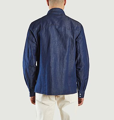 Western shirt in natural cotton and linen denim