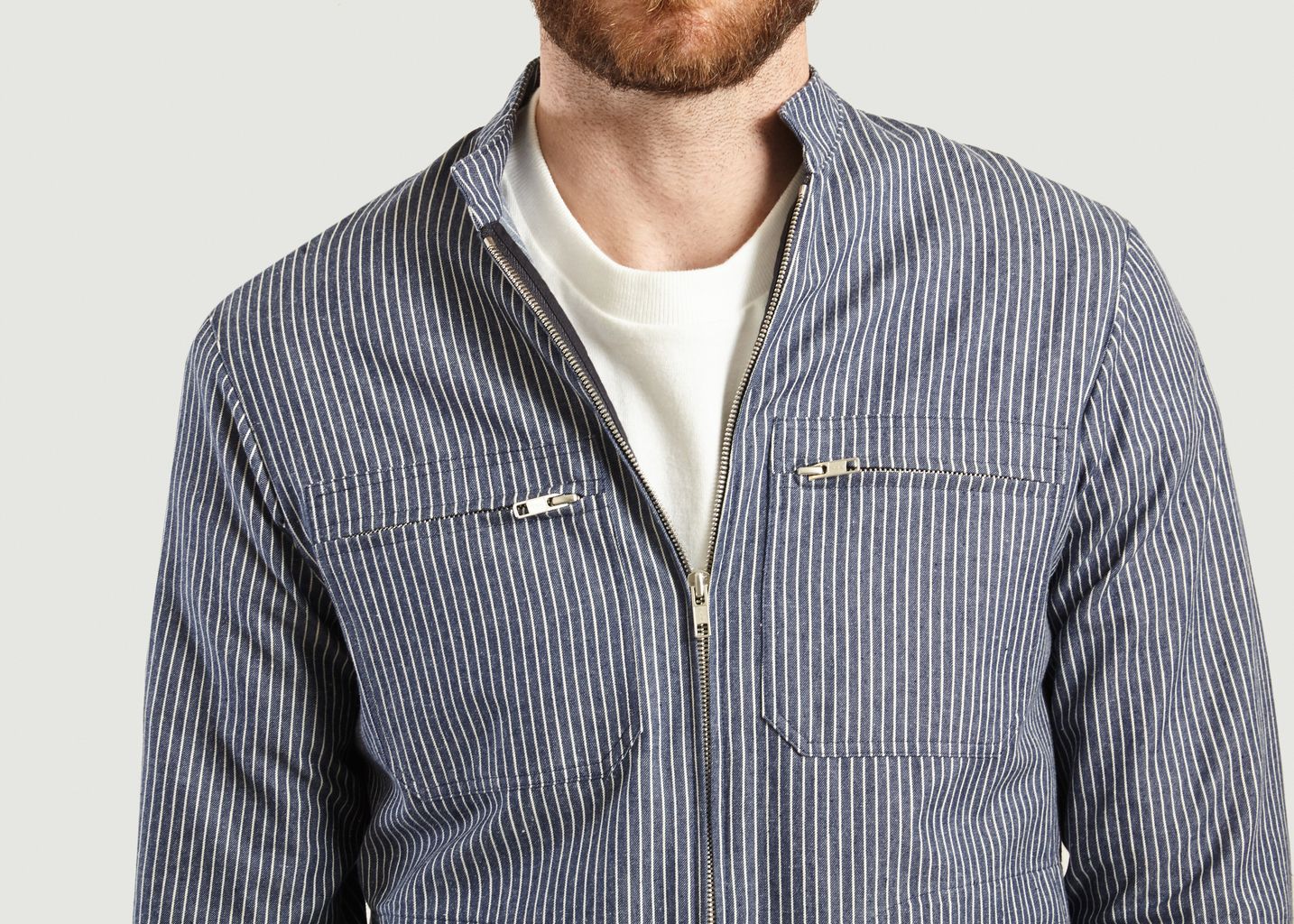 Cotton And Linen Striped Shirt-Jacket - agnès b.