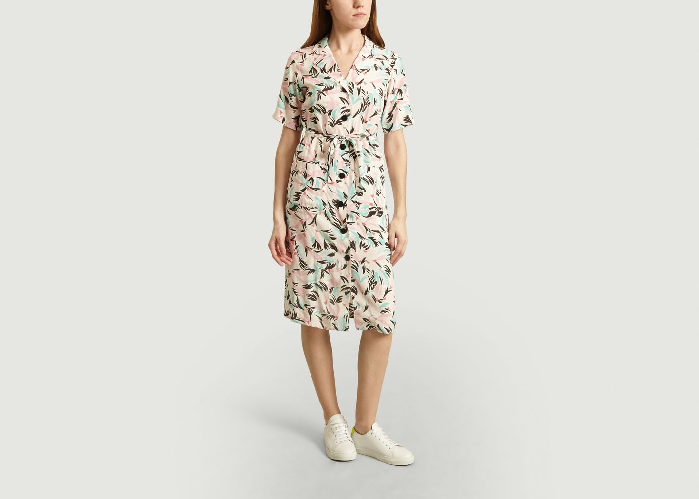 Printed Short Sleeves Shirt Dress - agnès b.