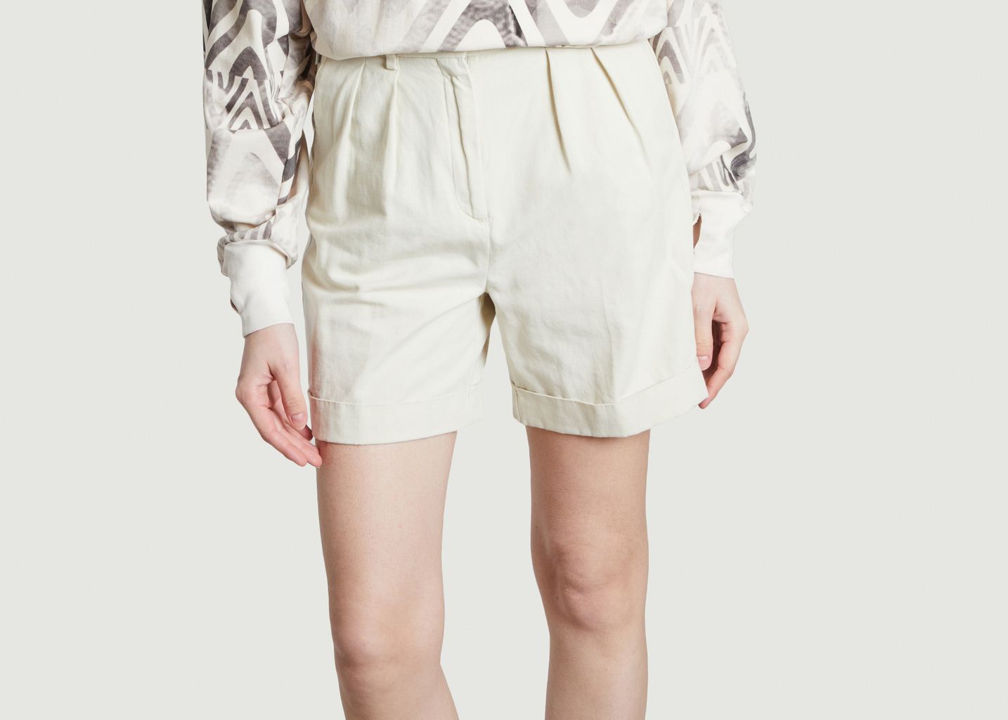 Cotton and linen high waist shorts - Aigle