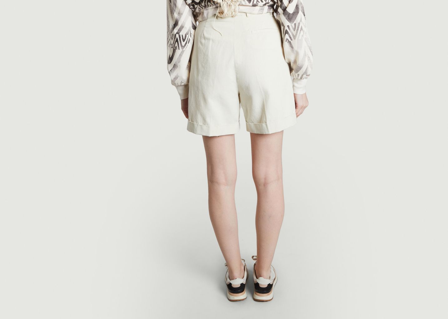 Cotton and linen high waist shorts - Aigle