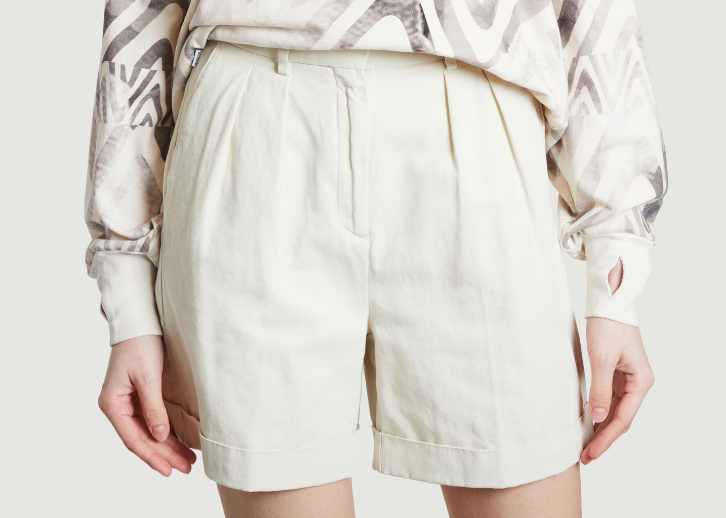 Shorts mit hoher Taille aus Baumwolle und Leinen - Aigle