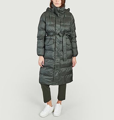 Long water-repellent jacket with hood 