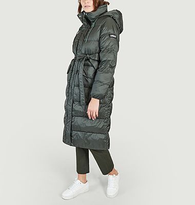 Long water-repellent jacket with hood 