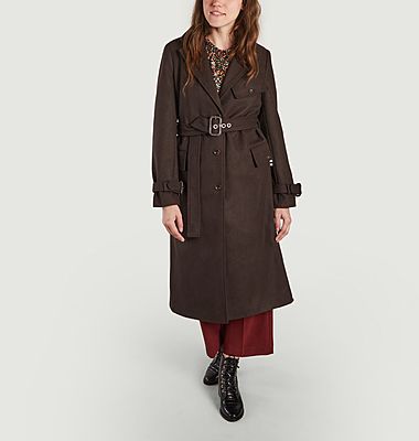 Long straight cut woolen trench coat